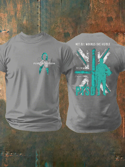 Men's PTSD Awareness Veteran Printed T-shirt