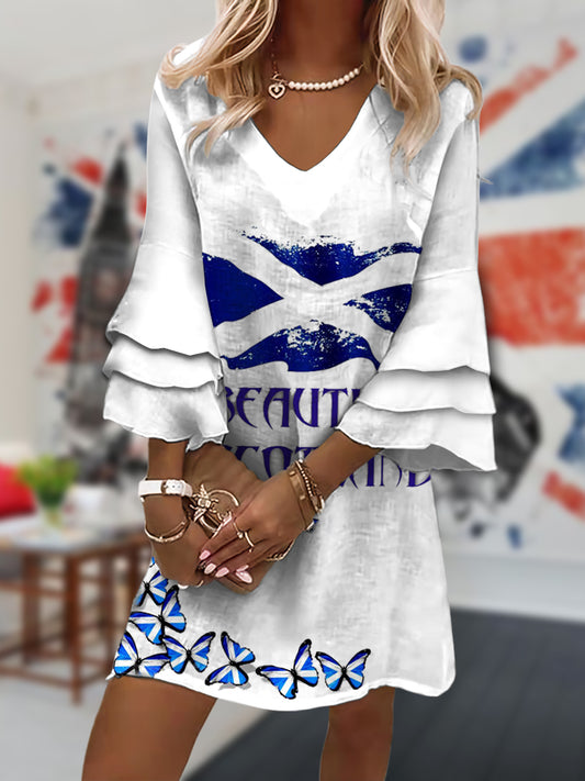Women's Scotland Flag Print Casual Mini Dress