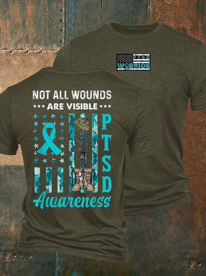 Men's Veteran PTSD Awareness Printed T-shirt