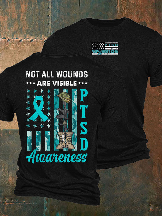 Men's Veteran PTSD Awareness Printed T-shirt