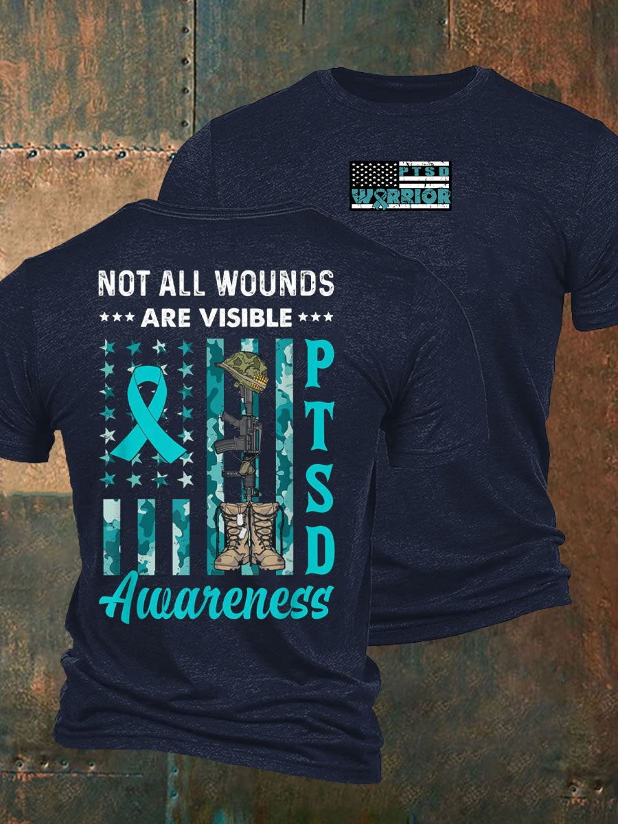Men's Veteran PTSD Awareness Printed T-shirt