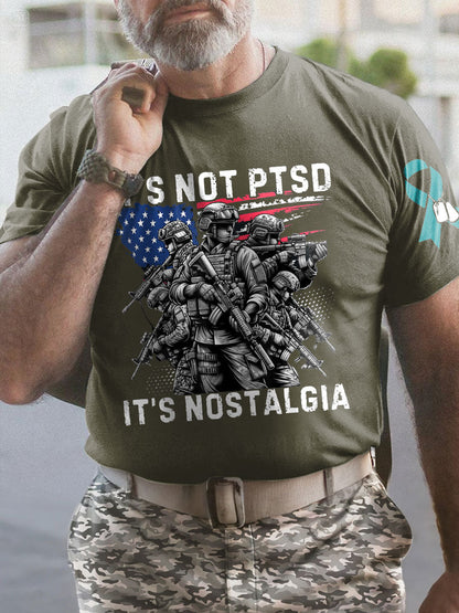 Men's PTSD Awareness Veteran Printed T-shirt