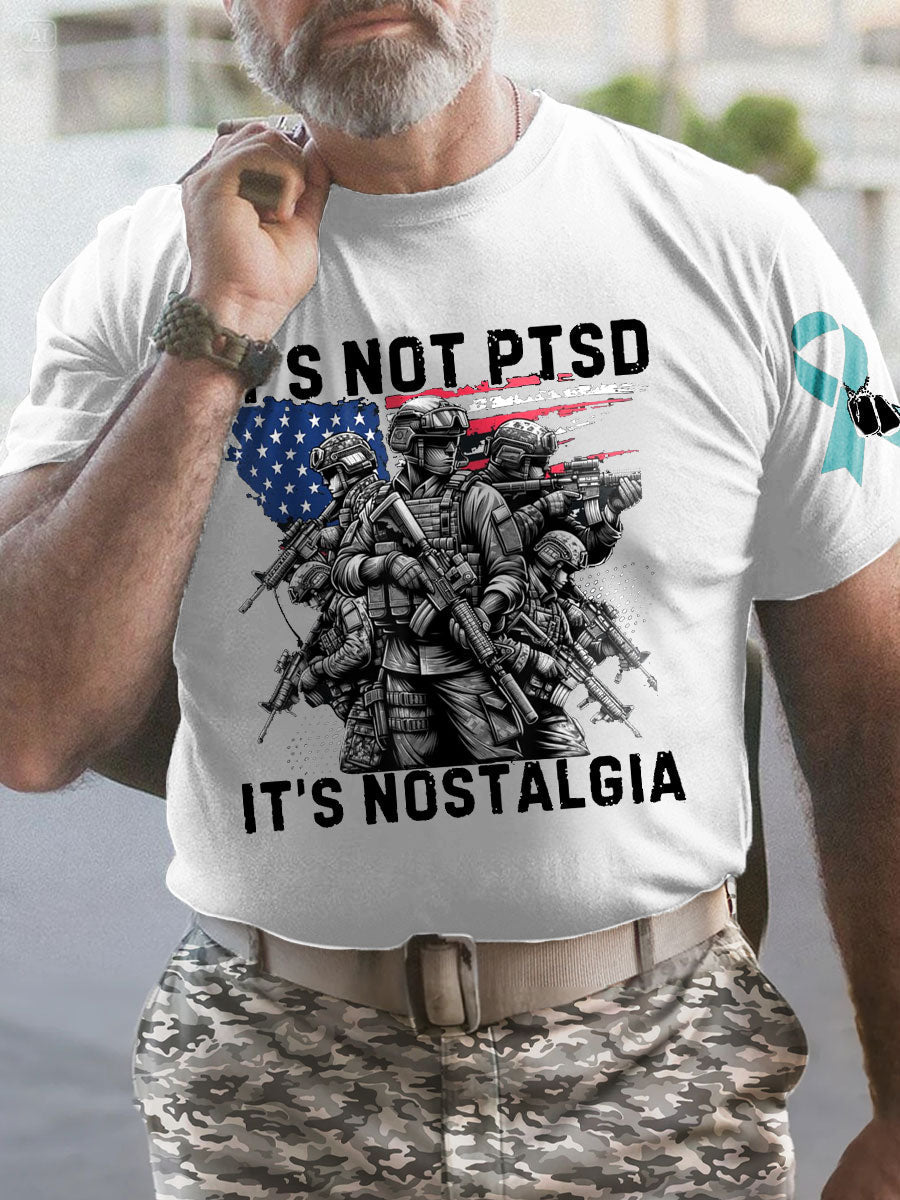 Men's PTSD Awareness Veteran Printed T-shirt