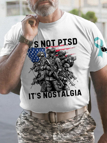 Men's PTSD Awareness Veteran Printed T-shirt