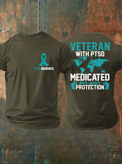 Men's Veteran PTSD Awareness Printed T-shirt