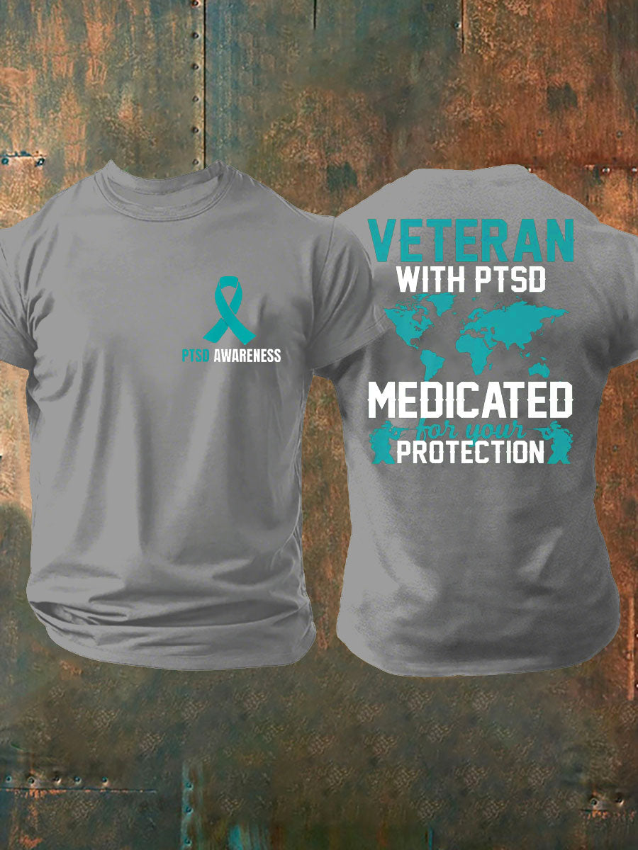 Men's Veteran PTSD Awareness Printed T-shirt