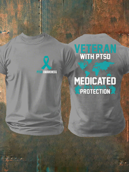 Men's Veteran PTSD Awareness Printed T-shirt