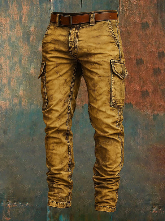 Men's Retro Vacation Business Art Print Casual Workwear Trousers