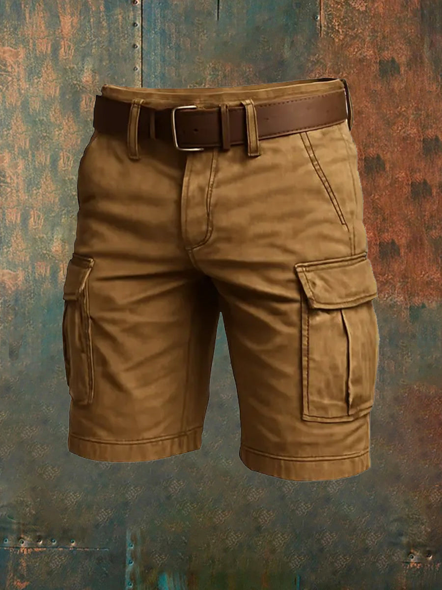 Men's Retro Vacation Business Art Print Casual Shorts