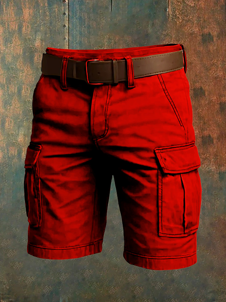 Men's Retro Vacation Business Art Print Casual Shorts