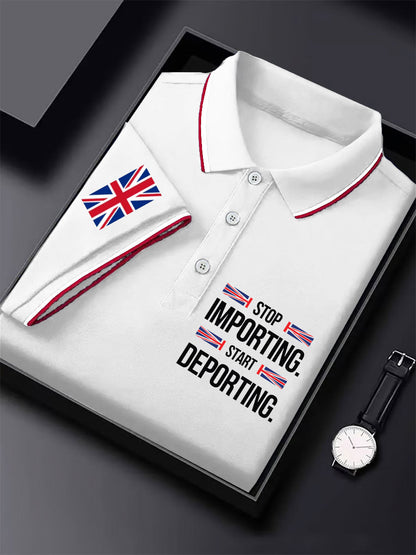 Men's UK Immigrant Stop Importing Start Deporting Printed Casual Tops