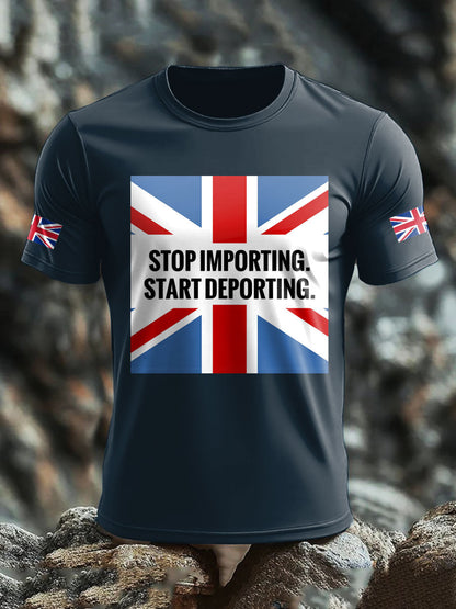 Men's UK Immigrant Stop Importing Start Deporting Printed T-shirt