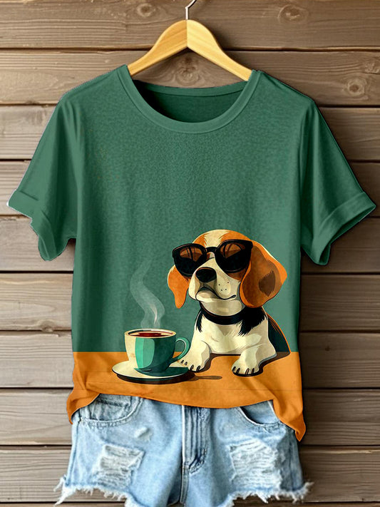 Women's Funny Beagle Art Print T-Shirt