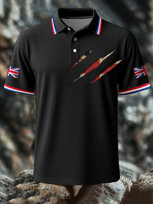 Men's UK Flag Printed Polo Shirt
