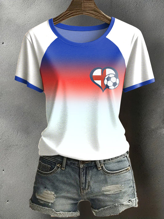 Women's UK England Football Lover Champion Printed T-shirt