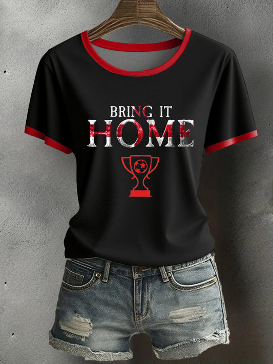 Women's UK England Football Lover Champion Printed T-shirt