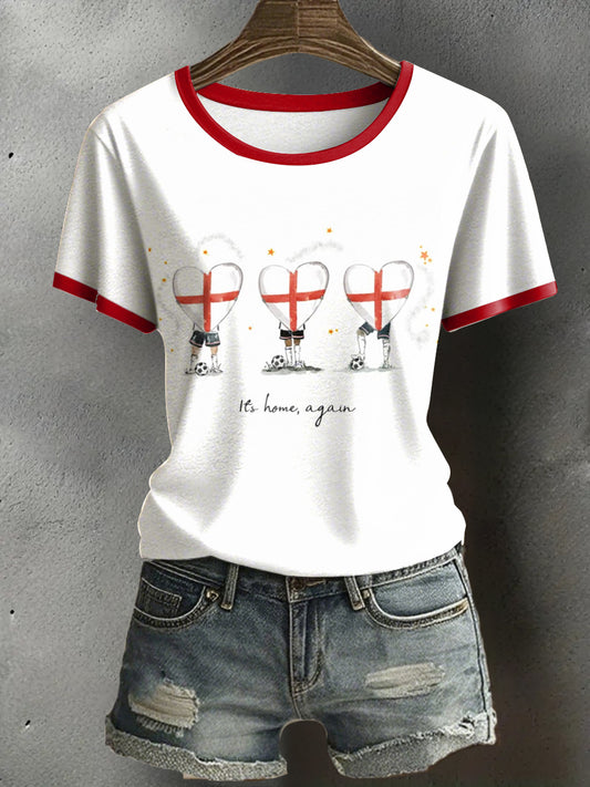 Women's UK England Football Lover Champion Printed T-shirt