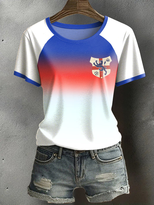 Women's UK England Football Lover Champion Printed T-shirt