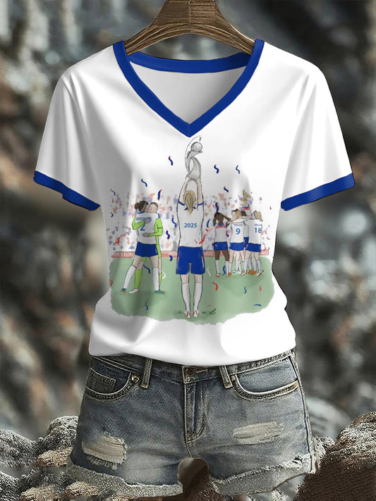 Women's UK England Football Lover Champion Printed T-shirt