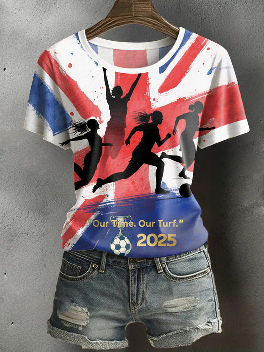 Women's UK England Football Lover Champion Printed T-shirt
