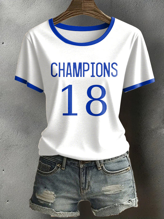 Women's UK England Soccer Champion Printed T-Shirt