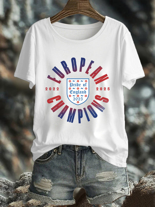 Women's UK England Football Lover Champion Printed T-shirt