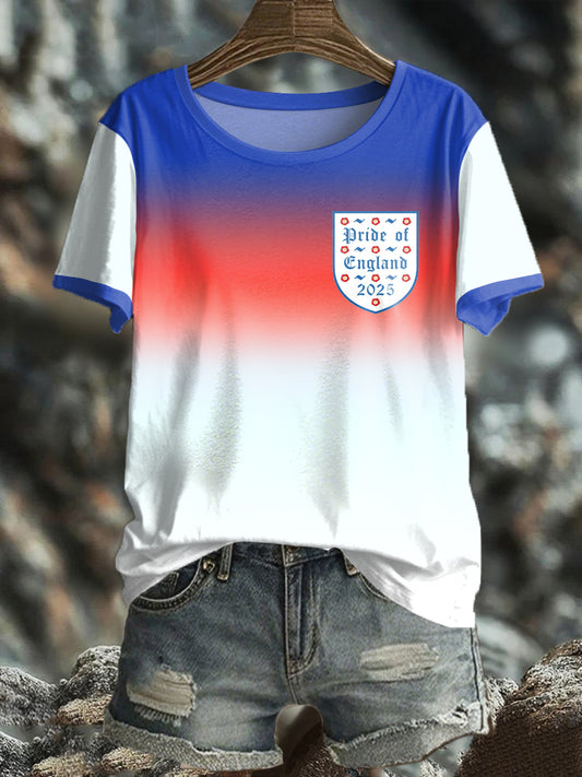 Women's UK England Football Lover Champion Printed T-shirt
