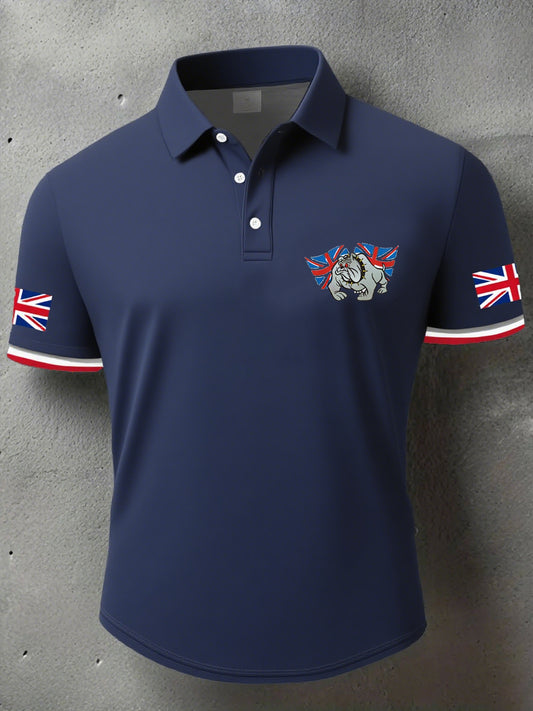 Men's Dog UK Flag Art Printed Casual Tops