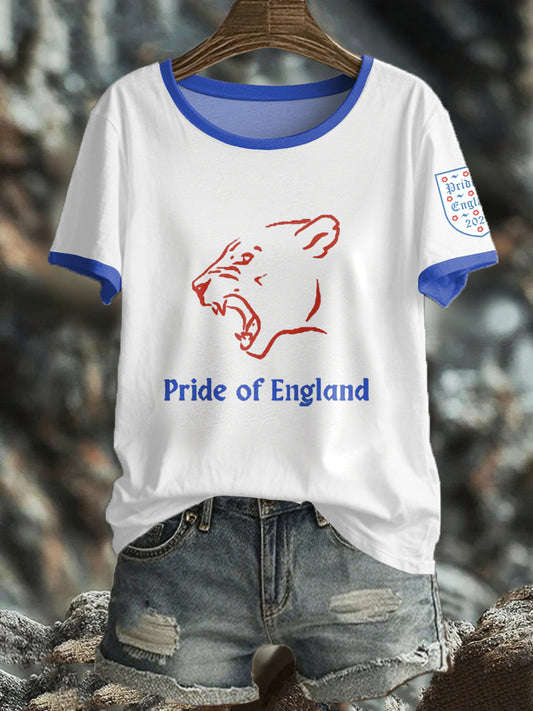 Women's UK England Football Lover Champion Printed T-shirt
