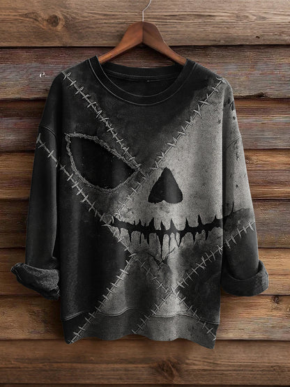 Men's Halloween Classic Movie Character Face Print Casual Sweatshirt