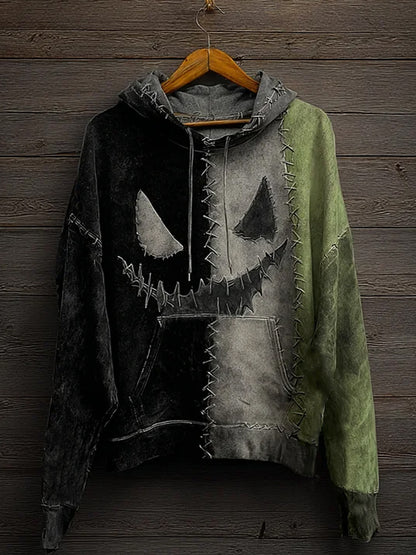 Men's Halloween Classic Movie Character Face Print Casual Hoodie