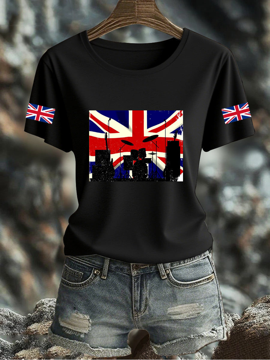 Women's UK Flag Printed T-shirt