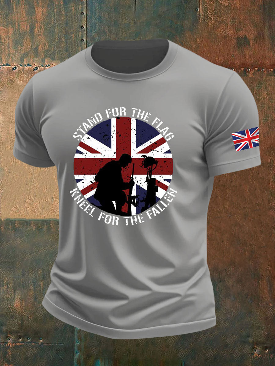 Men's british veteran imitation cotton short-sleeved T-shirt