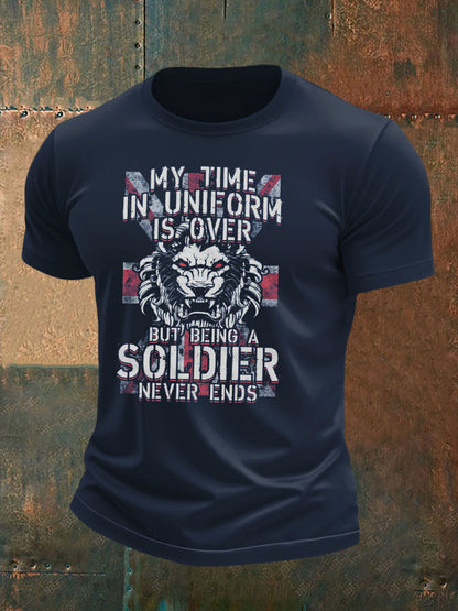Men's british veteran imitation cotton short-sleeved T-shirt