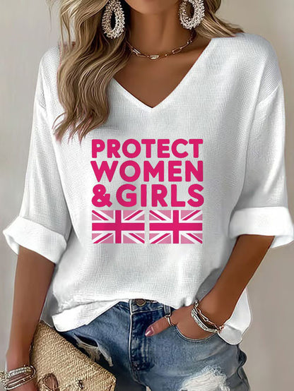 Women's Protect Women Girls Print Waffle T-shirt