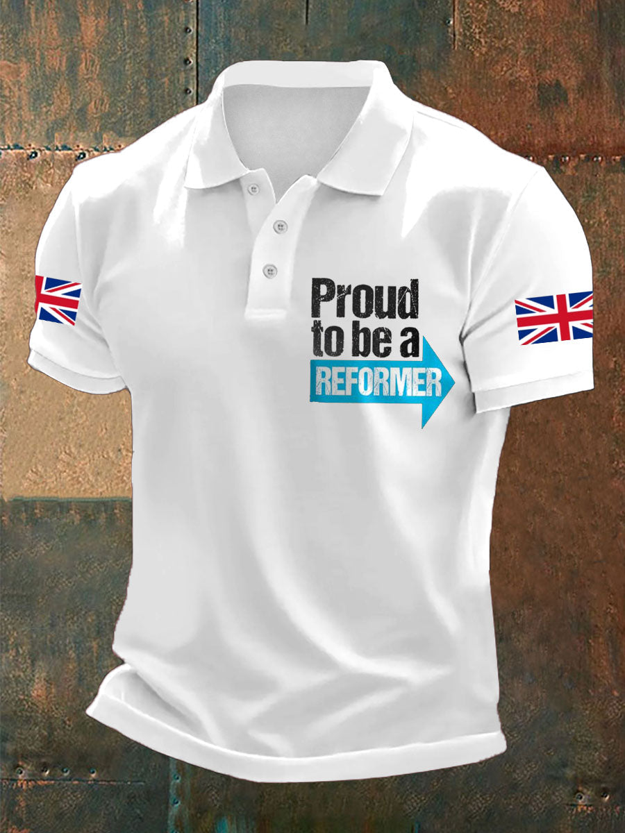 Men's UK Flag Reform Printed Casual Tops