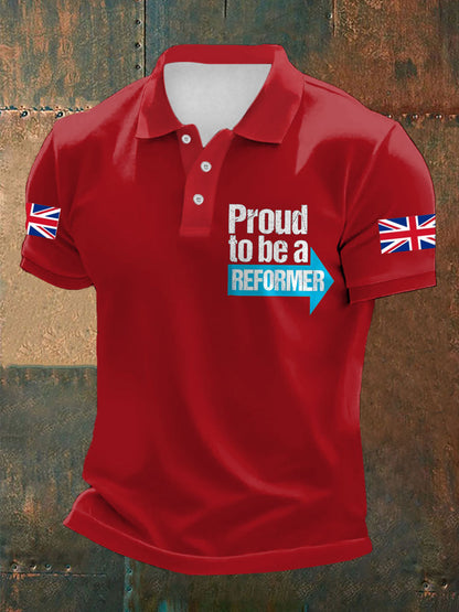 Men's UK Flag Reform Printed Casual Tops