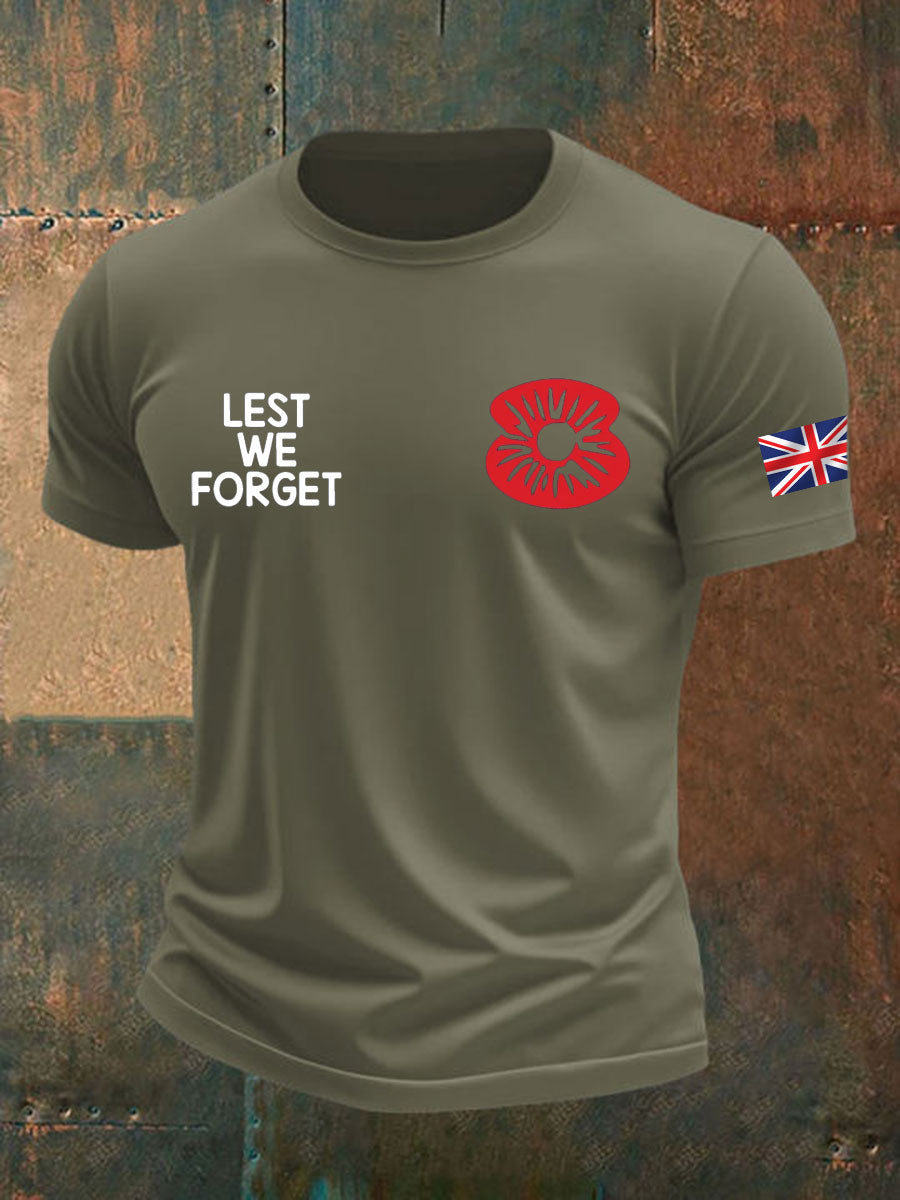 Men's British Veteran Printed imitation cotton short-sleeved T-shirt