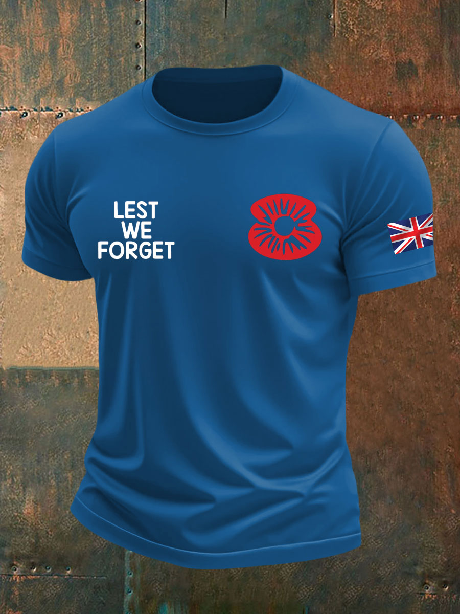 Men's British Veteran Printed imitation cotton short-sleeved T-shirt