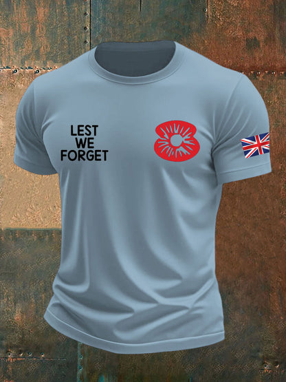 Men's British Veteran Printed imitation cotton short-sleeved T-shirt