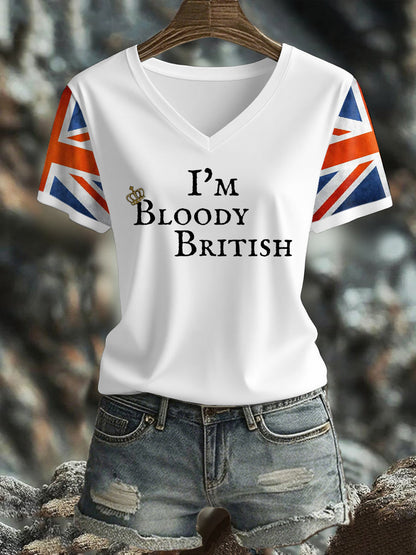 Women's UK Flag Art Printed T-shirt