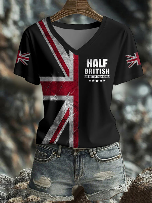 Women's UK Flag Art Printed T-shirt