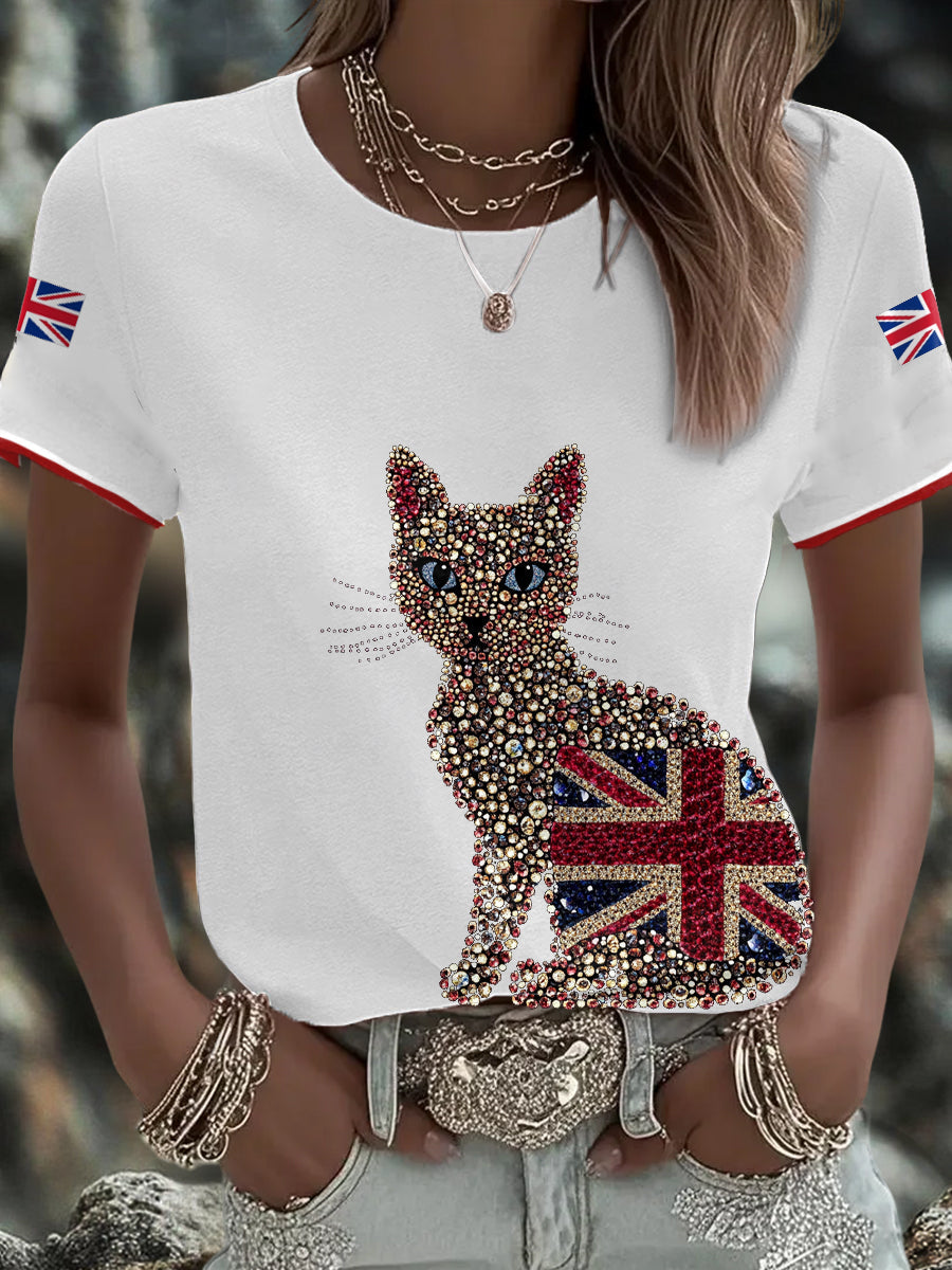 Women's UK Flag Art Printed T-shirt