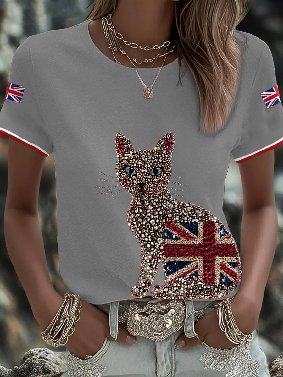 Women's UK Flag Art Printed T-shirt