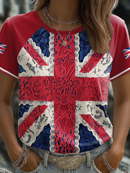 Women's UK Flag Art Printed T-shirt