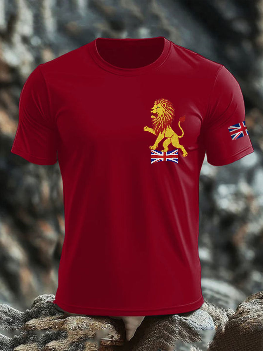 Men's British imitation diamond hot-drilling Printed imitation cotton short-sleeved T-shirt