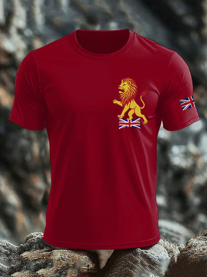 Men's British imitation diamond hot-drilling Printed imitation cotton short-sleeved T-shirt