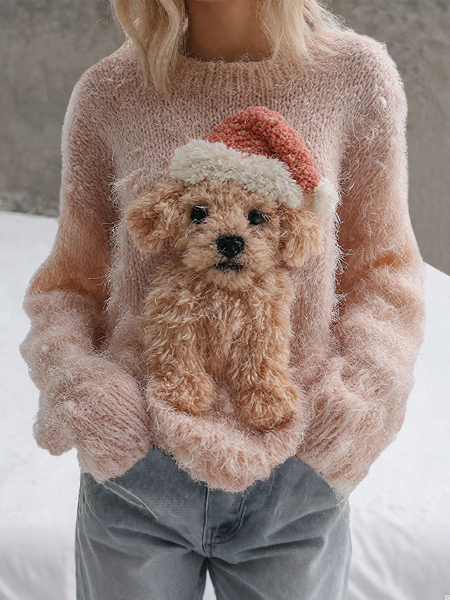Women's Christmas Dog Print Tops