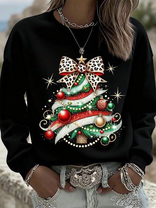 Women's Christmas Vintage Animal Floral Art Hoodie Casual Top