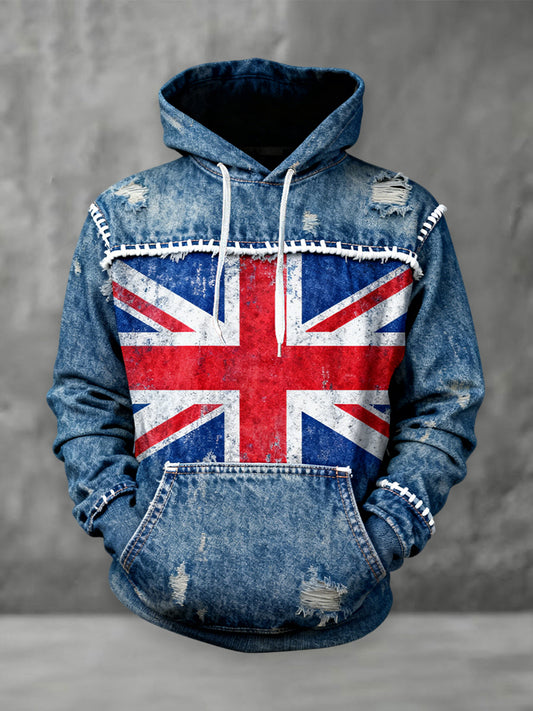 Men's UK Flag Design Hoodie with Pocket